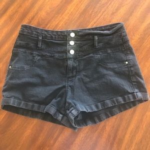 High-Waist Black Jean Shorts